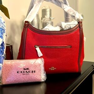 Beautiful two tone red coach shoulder bag with matching wallet brand new w/ tags